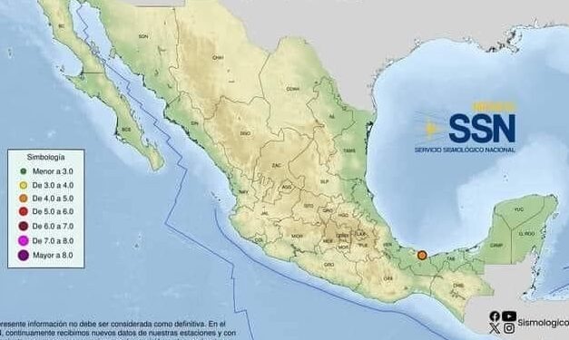 Sismo frente a las costas de Coatzacoalcos; se registró durante la madrugada
