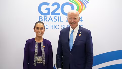 Seguridad y migración, los temas que abordaron Sheinbaum y Biden en el G20