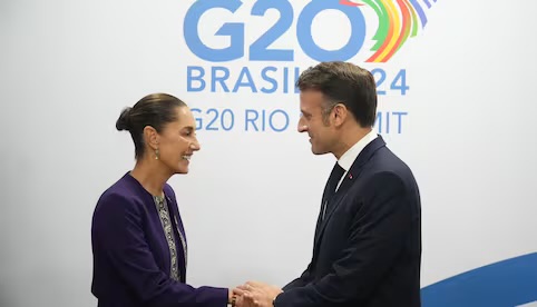 ¿De qué hablaron la presidenta Claudia Sheinbaum y su homólogo francés en el G20?