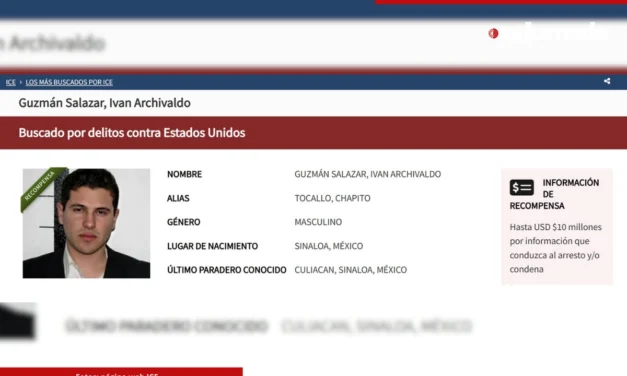 ICE ofrece 10 mdd de recompensa por información de Iván Archivaldo Guzmán