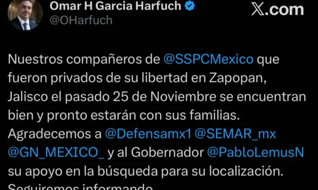 Agentes de Harfuch secuestrados en Guadalajara fueron localizados sanos