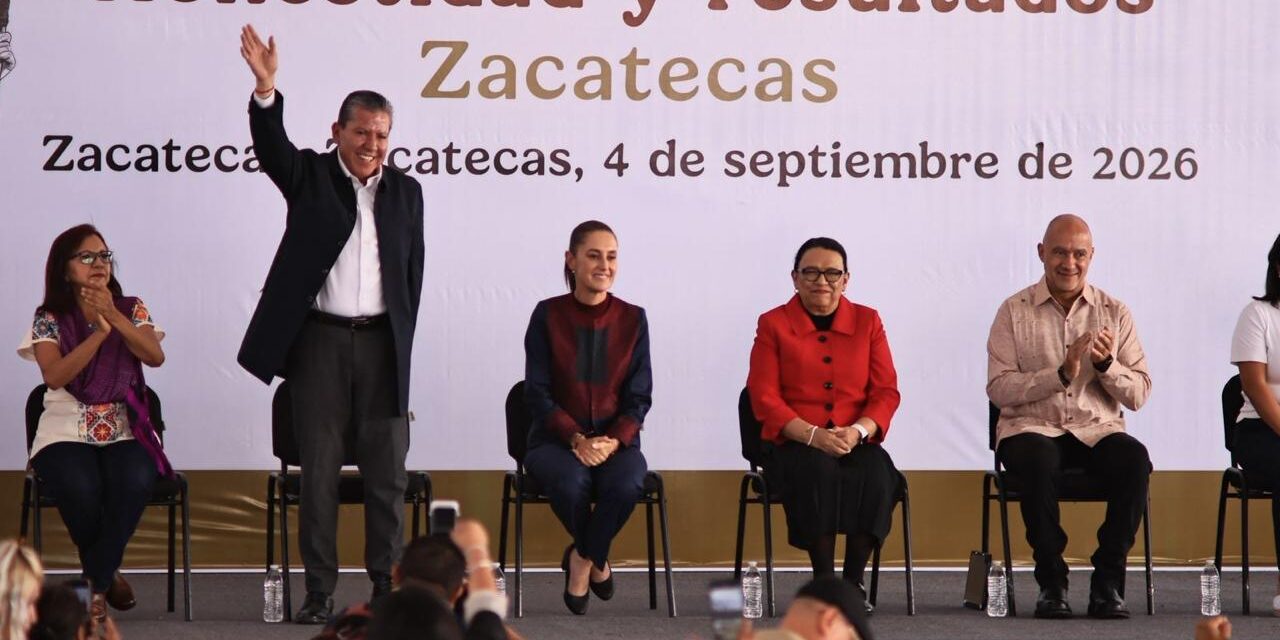 DAVID MONREAL RECIBE A CLAUDIA SHEINBAUM EN ZACATECAS; MÁS DE 15 MIL PERSONAS ACOMPAÑAN SU GIRA POR EL SEGUNDO INFORME