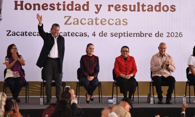DAVID MONREAL RECIBE A CLAUDIA SHEINBAUM EN ZACATECAS; MÁS DE 15 MIL PERSONAS ACOMPAÑAN SU GIRA POR EL SEGUNDO INFORME
